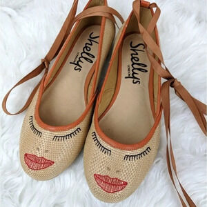 Shellys London | Woven Face Ankle Lace Ballet Flat